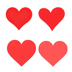 set of red hearts on white background
