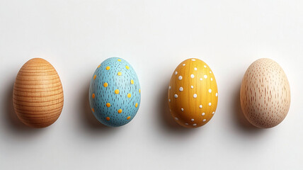 Obraz premium Easter wooden eggs for painting paint. the DIY concept. The concept of Easter celebration. Space for the text.