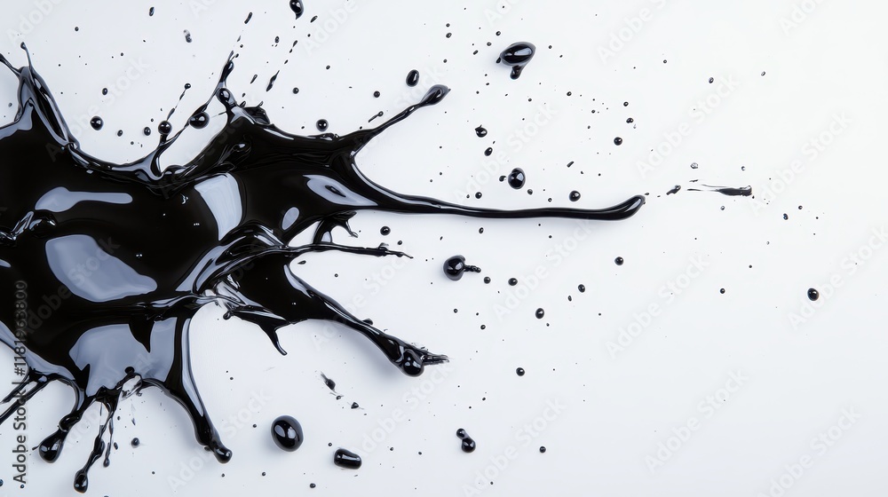 Poster this dynamic image captures a striking splash of black paint, creating an energetic expression of mo