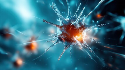 A breathtaking microscopic view of neuron structures, highlighting the intricate details and vibrant colors, showcasing the extraordinary complexity of the human nervous system.