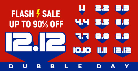 Vector dubble day, Big sale banner template design. Vector illustration.