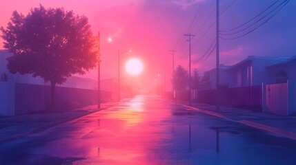 Atmospheric cityscape with a glowing retro gradient warm cinematic tones and subtle textural elements creating a nostalgic peaceful and moody ambiance
