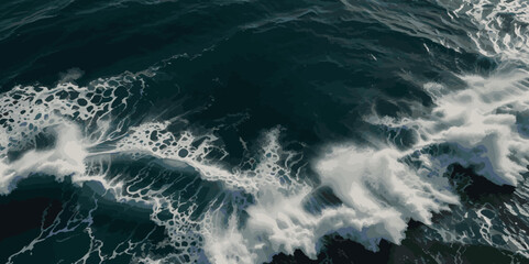 Abstract blue ocean sea surface water wave and curve line background. Vector illustration