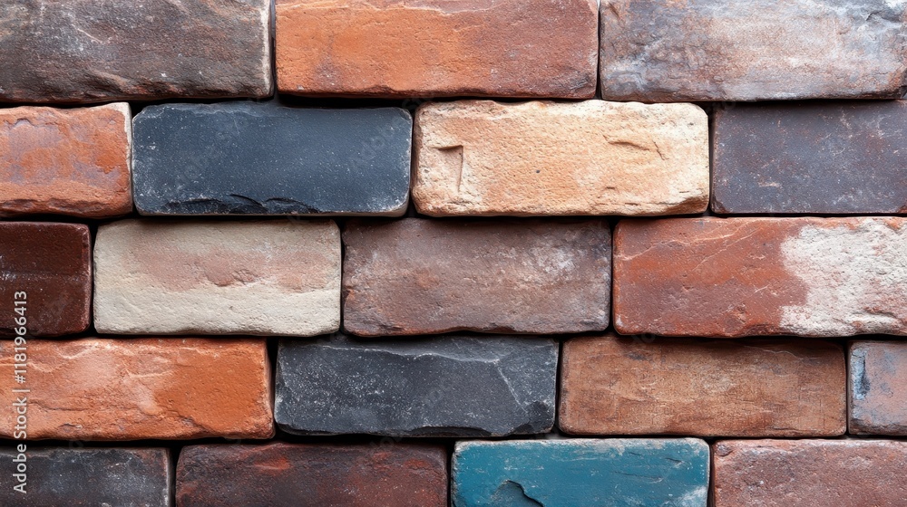 Aufkleber this beautiful image captures an elegant arrangement of rustic textured bricks, displaying a rich pa