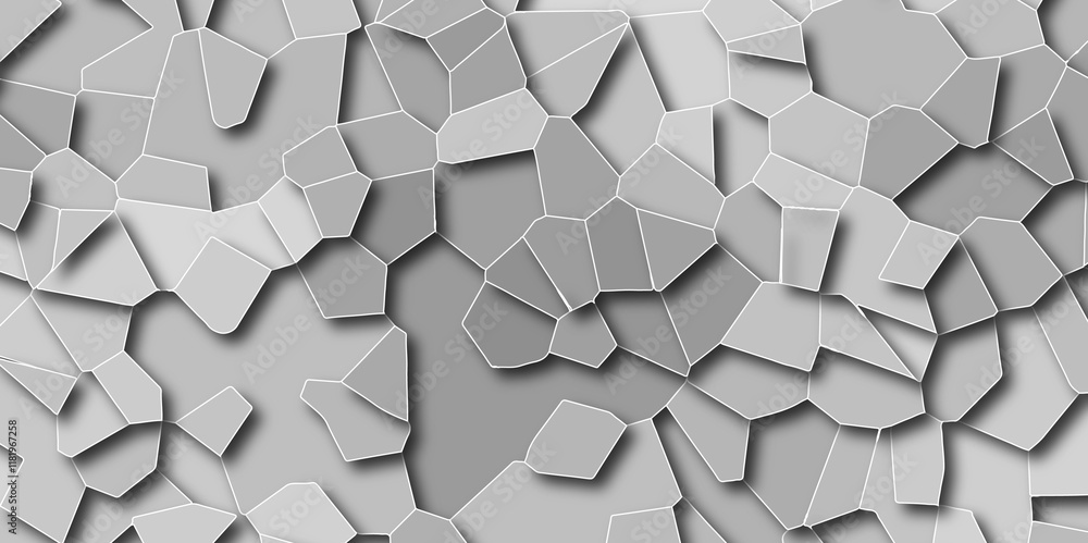 Poster 3D Abstract Polygonal Stone Texture .Geometric Mosaic Design with Modern Low-Poly Aesthetic  Creative Backgrounds. Quartz grey and light crystalizes diagram vector frame with shadows