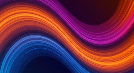 Obraz premium Abstract Flowing Lines: A vibrant and dynamic abstract background design featuring a mesmerizing pattern of flowing lines in a vibrant palette of blue, orange, and purple hues.