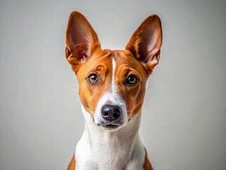 Obraz premium Playful Basenji Dog Studio Portrait: Captivating Bright White Background
