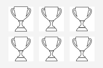Champion Cup  set  Line Art | Beautiful Victory Drawing Illustration  set of cups
