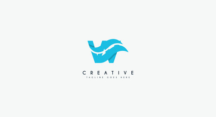 water wave spiral letter w vector logo icon