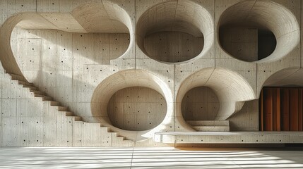 Abstract Concrete Architecture Interior Illustration