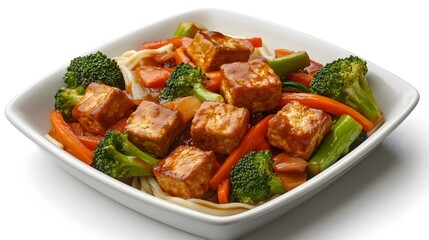Deliciously Colorful Veggie Stir-Fry with Tofu and Noodles for a Healthy Meal