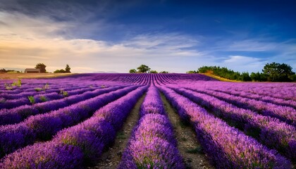 Stunning Lavender Fields at Sunset Rows of Purple Flowers Scenic Landscape