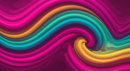 Obraz premium Abstract Swirling Colors: Vibrant hues of pink, teal, and yellow swirl and interweave, creating a mesmerizing abstract background with a dynamic and energetic feel.