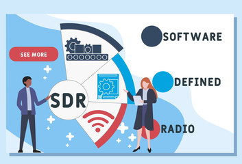 SDR - software defined radio acronym. business concept background. vector illustration concept with keywords and icons. lettering illustration with icons for web banner, flyer, landing pag