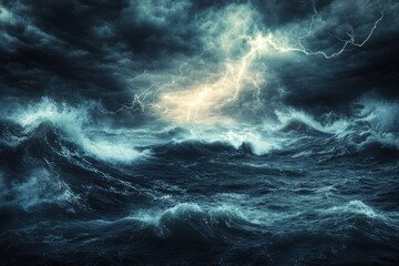 Dramatic thunderstorm over turbulent ocean waters showcasing striking lightning at dusk for nature enthusiasts and meteorology lovers – stunning atmospheric imagery