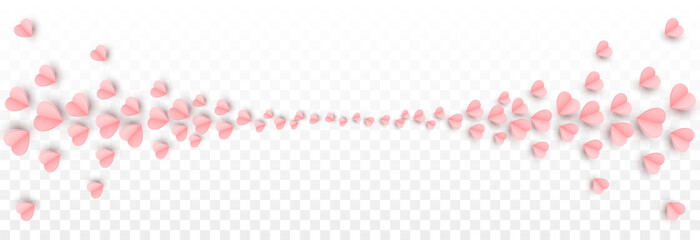 Vector paper hearts png. Heart shaped confetti. Paper origami heart shaped. Valentine's day decorative elements.