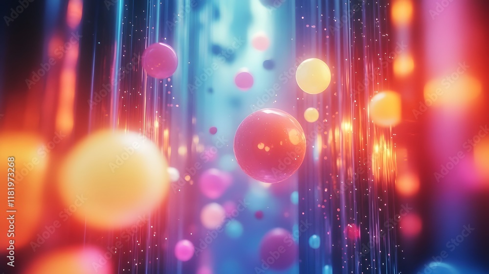 Poster vibrant and mesmerizing colorful retro glow with a blend of warm tones shimmering textures and a cap