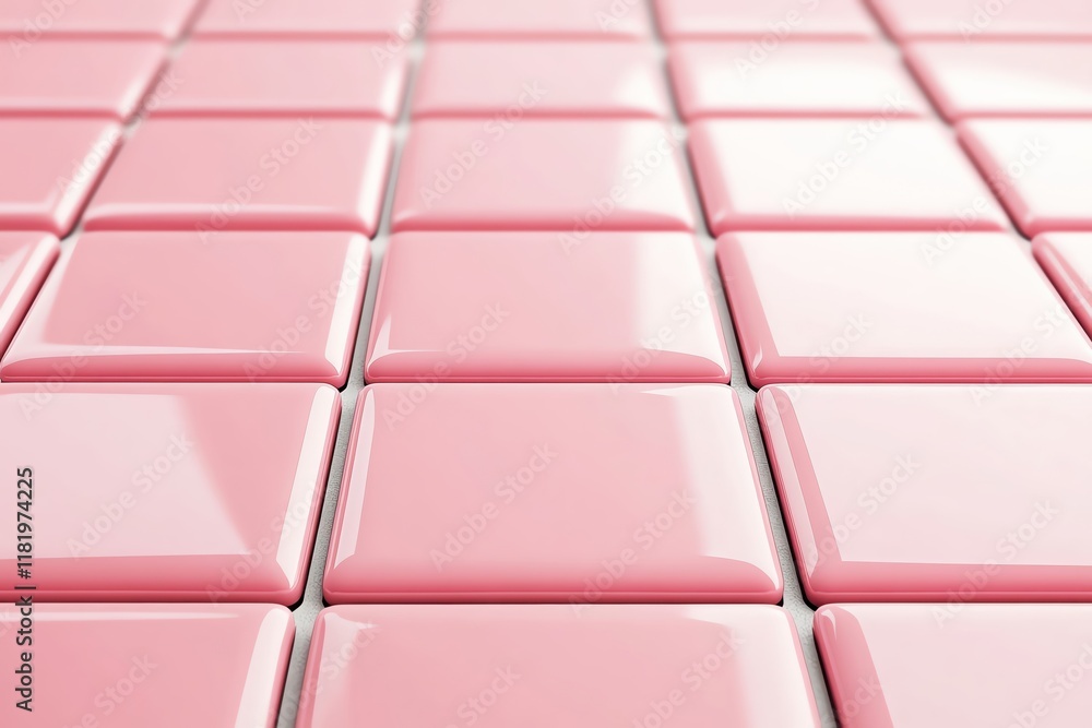 Poster close-up of glossy pink tiles arranged in a neat grid pattern for modern interiors.