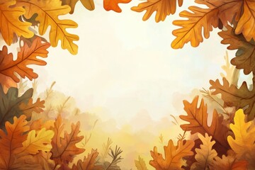 Fototapeta premium Autumn oak leaves creating a picturesque background for seasonal designs and nature-themed projects, perfect for lifestyle blogs and print materials