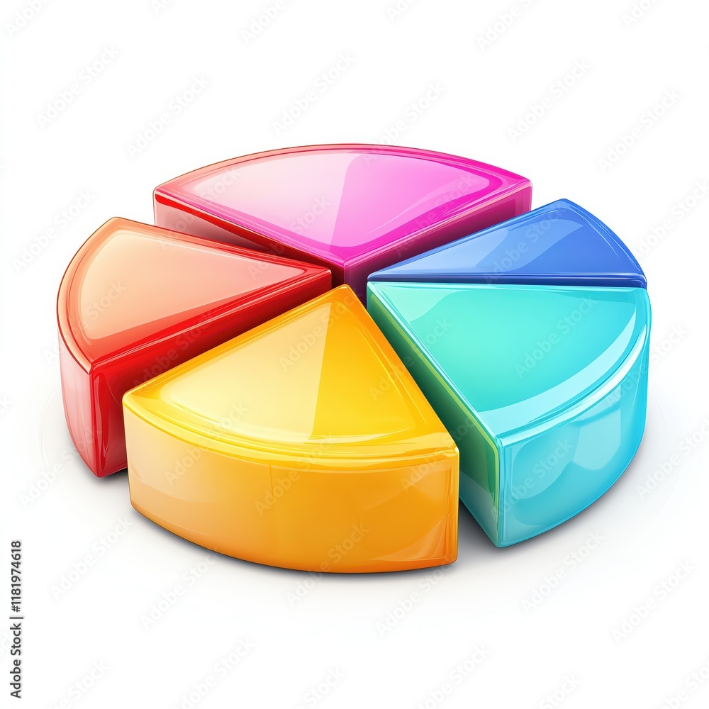 Poster colorful pie chart representation for data visualization and analysis.