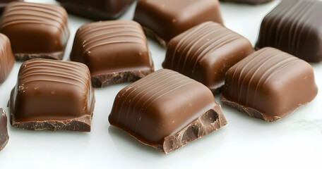 Obraz premium chocolate candy on a white background in concept of valentine day on 14 February 2025 with pink and red heart gift love rose romance romantic things with background