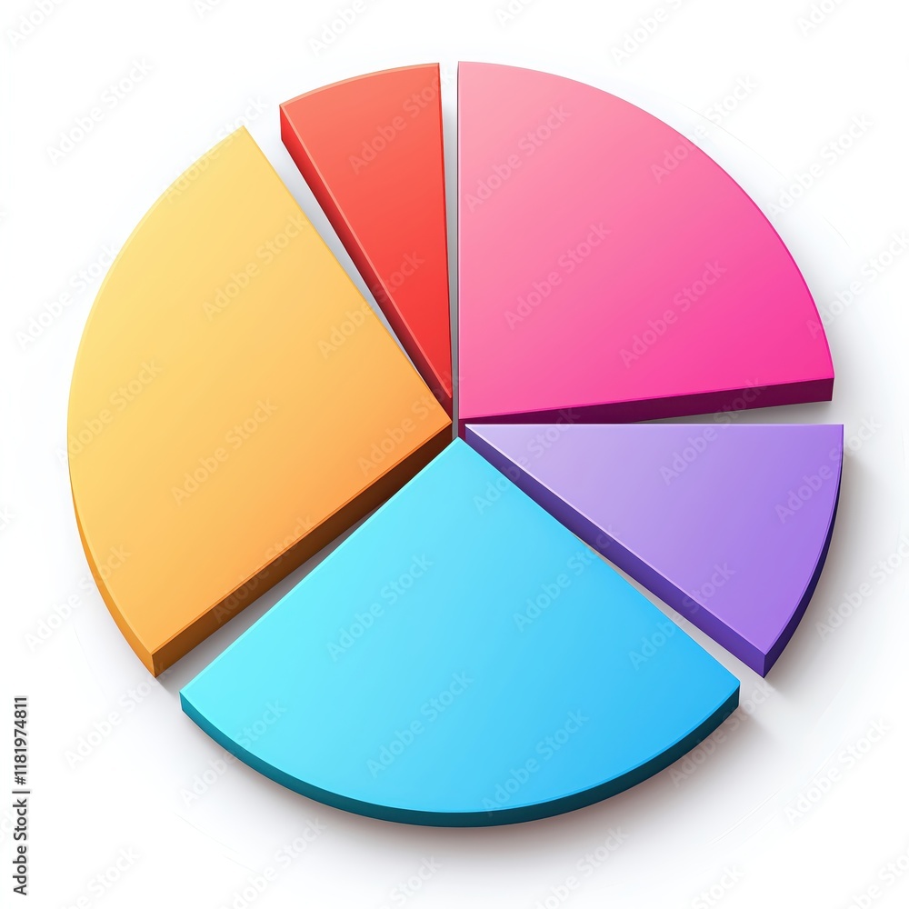 Poster colorful pie chart representing data analysis and statistical information.