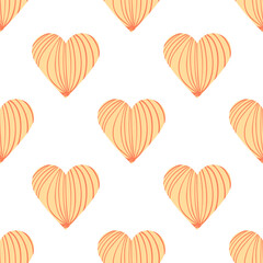 Cute hand drawn hearts seamless pattern, lovely romantic background, great for Valentine's Day, Mother's Day, textiles, wallpapers, banners - vector design