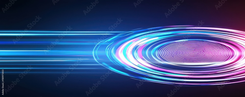 Aufkleber a vibrant digital design featuring dynamic lines and circular patterns in blue and pink hues, sugges