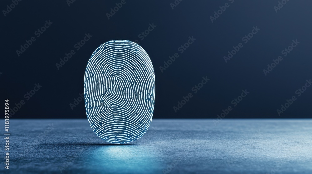 Poster a digital fingerprint glows against a dark background, symbolizing identity verification and securit