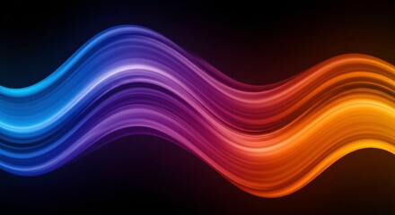 Fototapeta premium Abstract Vibrant Wave: A mesmerizing abstract artwork featuring vibrant, flowing waves of blue, purple, and orange hues, creating a dynamic and energetic visual experience.