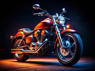 Naklejka premium Powerful Motorcycle on Black Background - Candid Action Shot