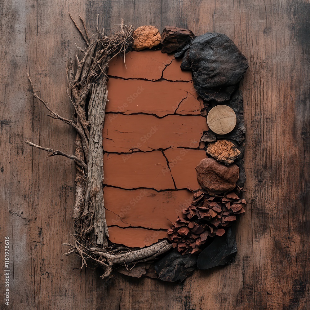 Poster earthy texture frame with natural elements display