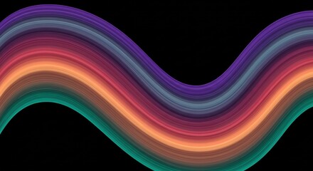 Fluid Color Waves: Abstract art featuring vibrant, flowing waves of color against a stark black background, creating a dynamic and visually striking image.