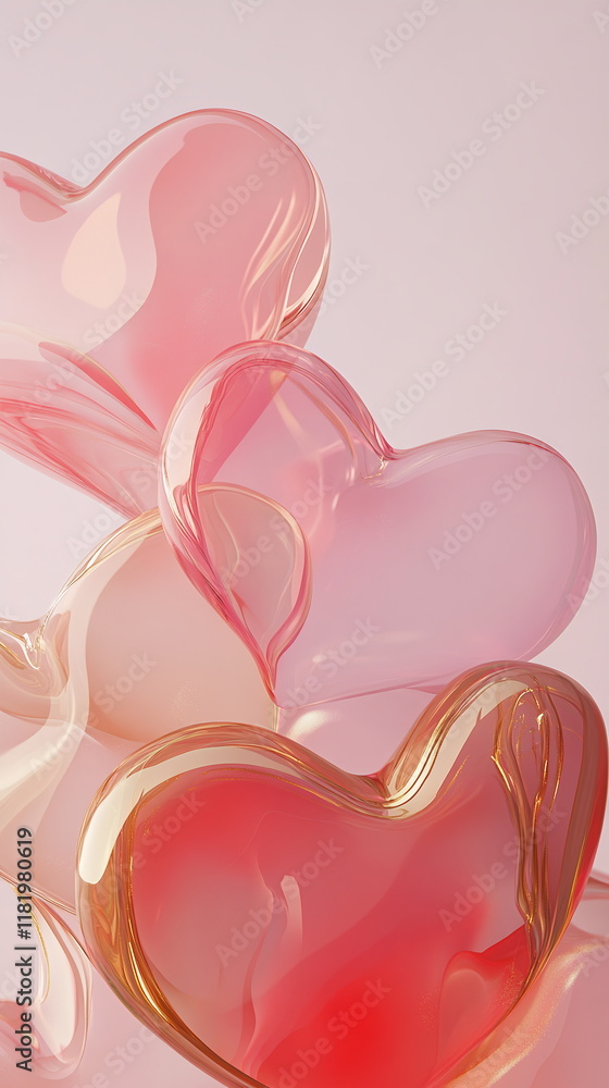 Poster soft and dreamy valentine's day vertical greeting banner background with empty copy space with overl