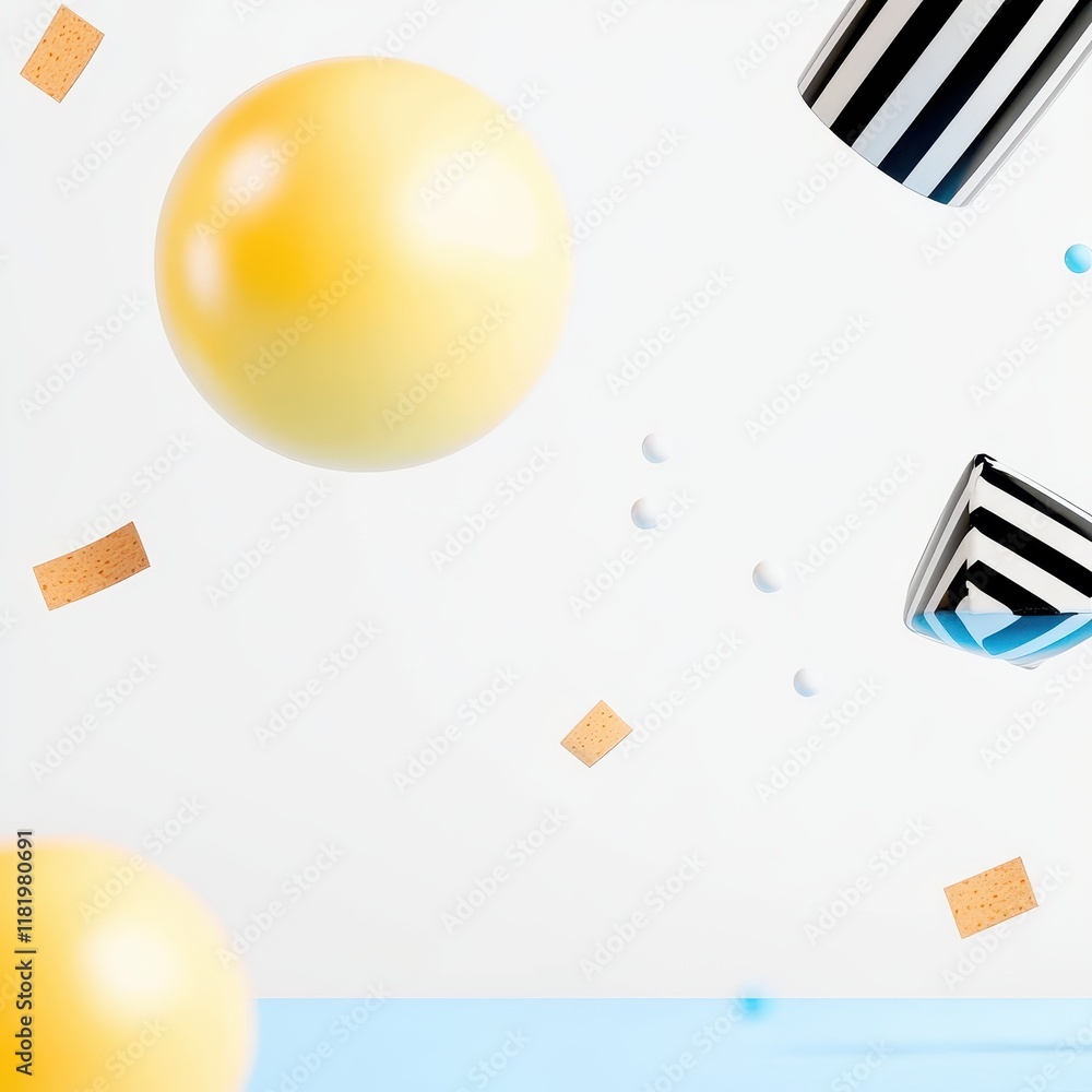 Poster colorful composition of balls and patterns in space