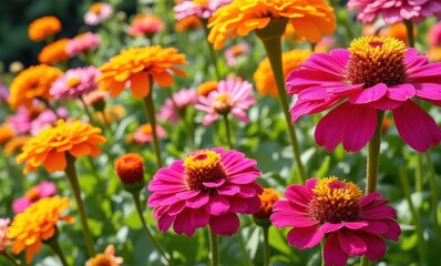 Vibrant flowers thriving in sunlight.