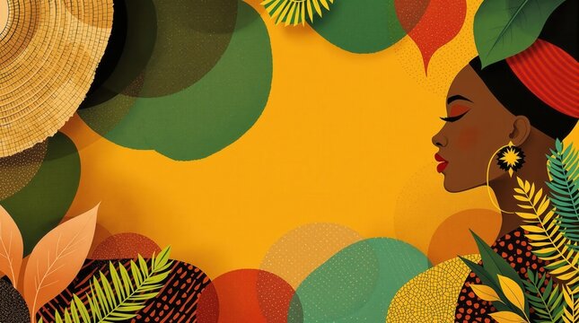Vibrant afrocentric art: celebrating culture with bold colors and nature elements