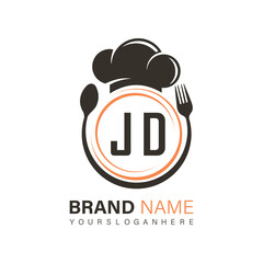 initial monogram logo With restaurant Circle shape logo design.
