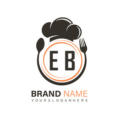 initial monogram logo With restaurant Circle shape logo design.