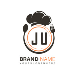 initial monogram logo With restaurant Circle shape logo design.
