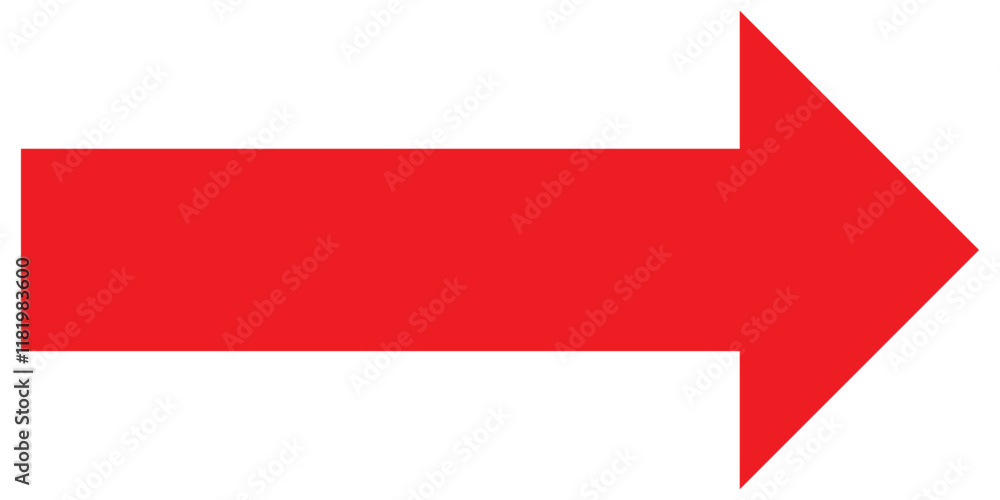 Poster long red arrow icon vector pointing right. arrow shape element. bold arrow icon. large size red long