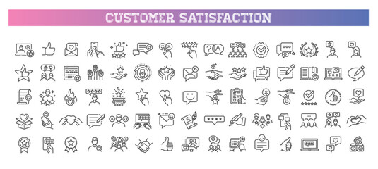 Customer experience icons flat icons. Customer satisfaction vector symbols