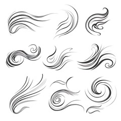 Fototapeta premium Set of decorative swirls and flowing lines for design elements