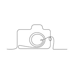 Digital camera continuous single linear style simple art drawing vector pro