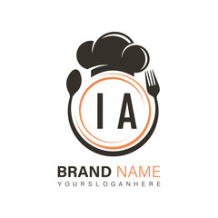 initial monogram logo With restaurant Circle shape logo design.
