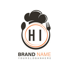 initial monogram logo With restaurant Circle shape logo design.
