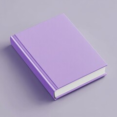 A simple purple book lies on a soft gray background, showcasing its smooth cover and white pages.
