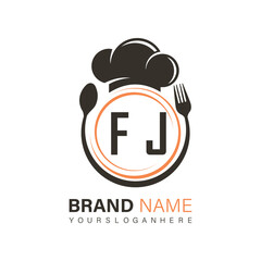 initial monogram logo With restaurant Circle shape logo design.
