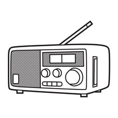 black and white vector image, line art, long box radio