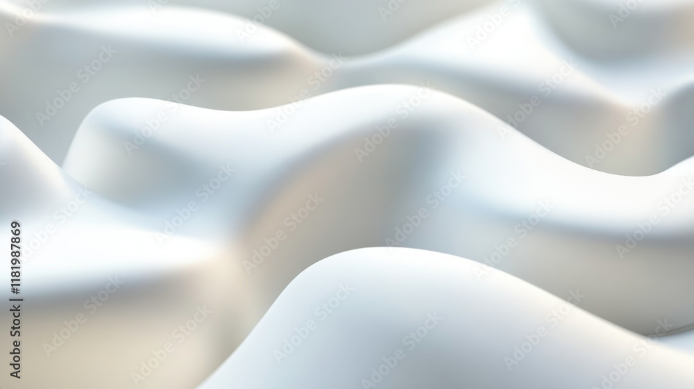 Poster curved white 3d shapes overlapping to form an organic and smooth abstract background with soft shado